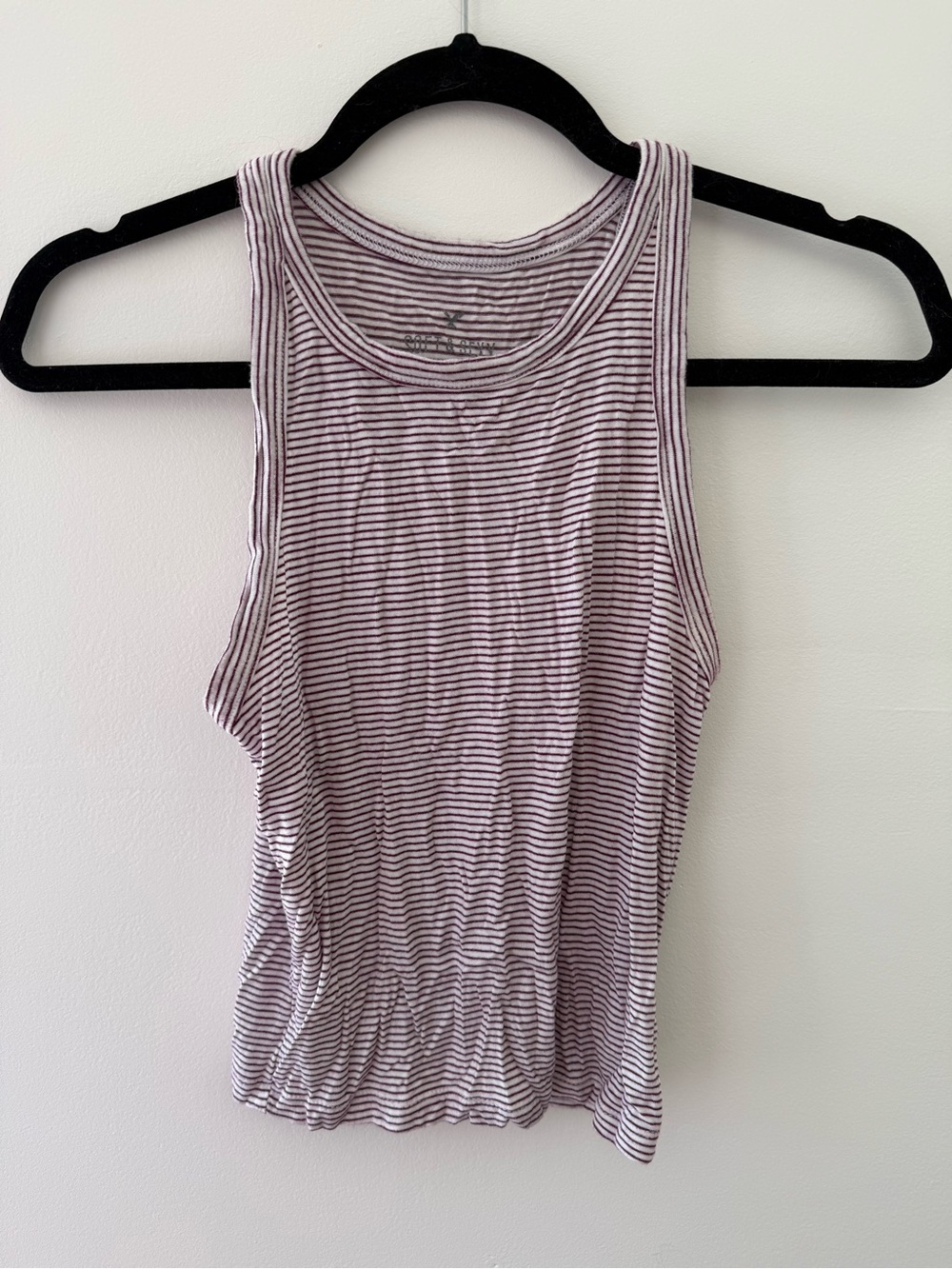 American Eagle Outfitters Purple & White Striped Ribbed Tank